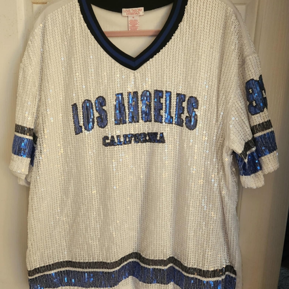Love Theory Sequin Los Angeles CA Jersey - White and Blue